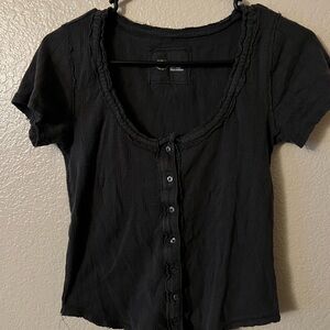Charcoal Button-Up Women's Top
